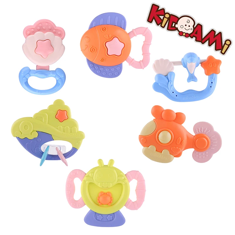 KIDAMI детская игрушка-погремушка прорезыватель, разнообразные разноцветные погремушка-грызунок, подарочный набор для малышей, новорожденных, подарок(6 упаковок