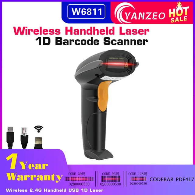 Cheap Yanzeo W6811 Wireless 2.4G Handheld USB 1D Laser BarCode Scanner Logistics Reader Cheap Yanzeo W6811 Wireless 2.4G Handheld USB 1D Laser BarCode Scanner Logistics Reader