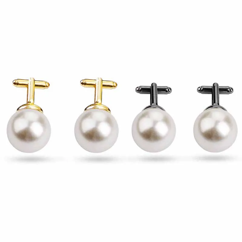 

European Style High-end Men Women Simulated Pearl Cufflinks Sleeves Nails Business French Shirts Cuff links Sleeve Buttons