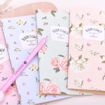 

4pcs/lot Jasmine Flower series Mini notebook/Retro beautiful flower printed diary / Vintage Printed planner gift G057
