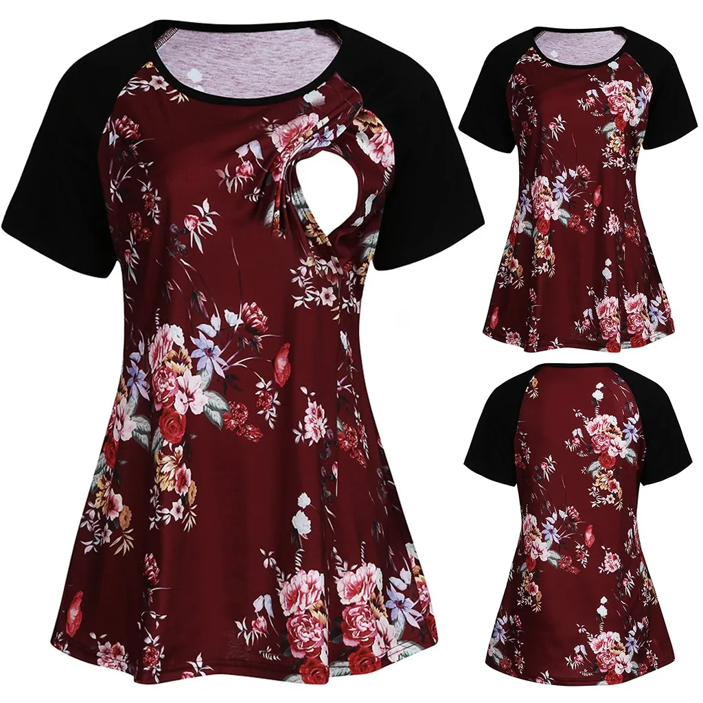 

Nursing Breastfeeding Clothes Women Short Sleeve Comfort Layered Cotton Top T-shirt Enfermera Summer Casual Clothing For Women
