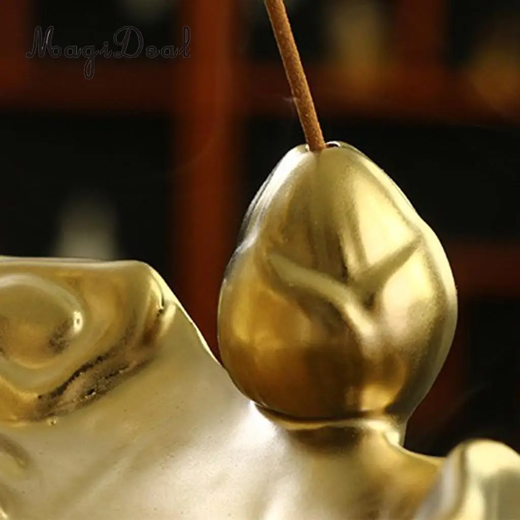 Incense Cones Ceramic Gold Dragon Incense Burner Smoke Backflow Waterfall Art Crafts Incense Cone Furnace