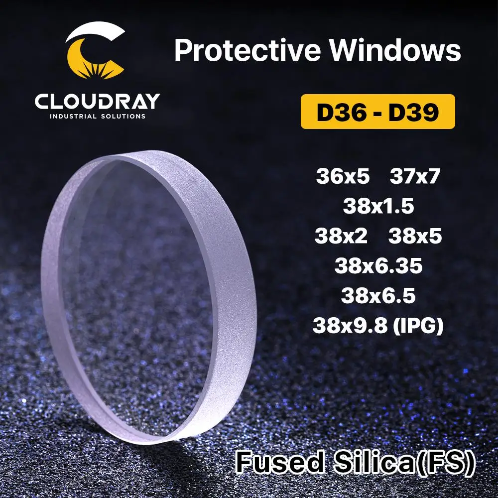 Cloudray Protective Windows D36-39, плавленый кварцевый кремний для волоконного лазера, 1064 нм, Precitec Raytools WSX 36x5 37x7 - изображение