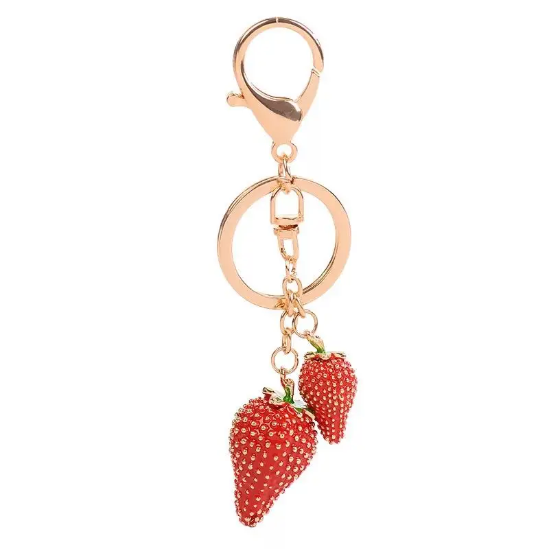 New alloy sweet fruit key ring girl strawberry car keychain creative