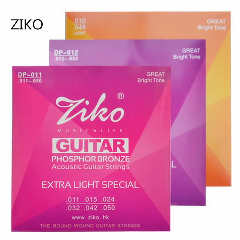 

Ziko Acoustic Guitar Strings 010 011 012 Phosphor Bronze 6 Strings For Acoustic Guitar One Set Guitar Musical Instruments Parts