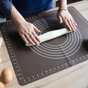 

Non-Stick Silicone Mat BRA Free Kneading Dough Sheet Pads With Scales Rolling Dough Pastry Pasta Brown Pad Cooking Tools