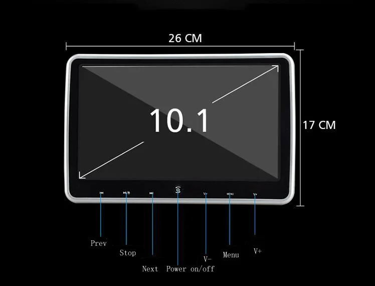 Top 10.1 Inch Car Headrest DVD Player Auto Monitor Player Touch Button Built-in Speakers Support Game Disk FM IR HD Input SD Card 17