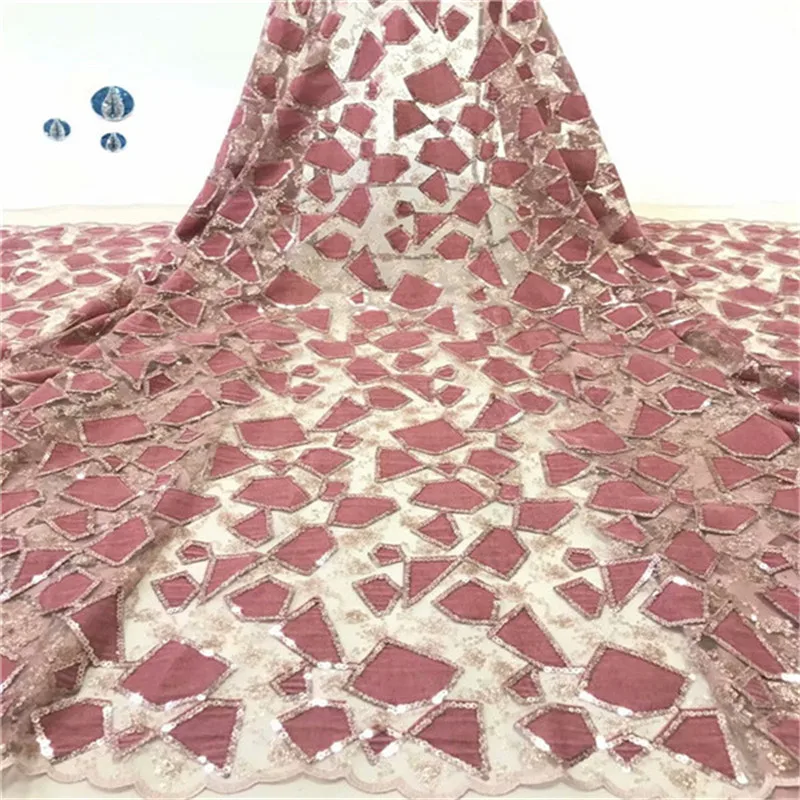 

African Lace Fabric 2019 High Quality Lace Nigerian Lace Fabric With sequins Tulle French Lace For Women Dress