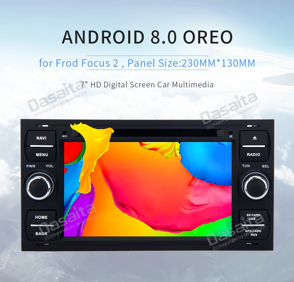 Discount Dasaita 7" Android 8.0 2 Din DVD Player Car Multimedia for Ford Focus 2 Mondeo Kuga Fiesta 2003 2004 2005 2006 2007 Autoradio 3