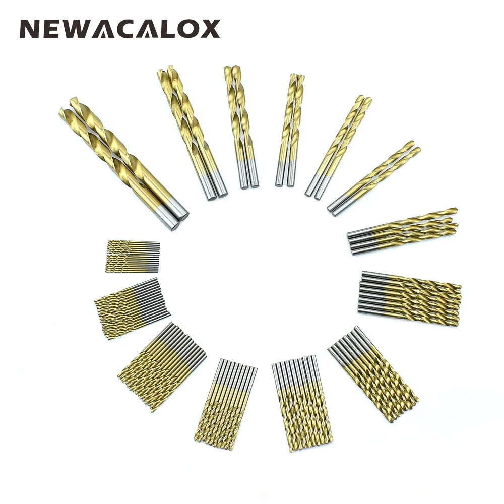 

NEWACALOX HSS Drill Bit Set Tool 1.5mm-10mm Titanium Coated Stainless Steel High Speed Steel for Electrical Drill Tool 99pcs/Set