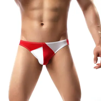 

Men's Sexy Breathable Sheer Stitching Ice Silk Bikini Briefs Underwear Panties Soft Low Waist Sexy Underpants HOT SALE