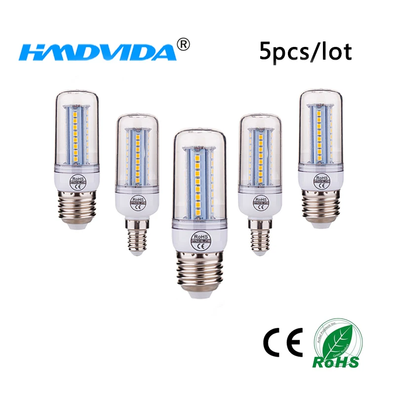 

HMDVIDA 5pcs/lot LED Lamp E27 220V LED Light E14 SMD 2835 Corn Bulb 27 48 68 102 126LEDs