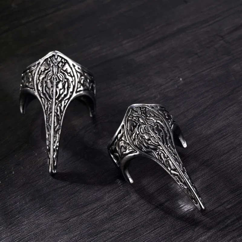 Kayi Obasi Flag Ottoman Ring Men Stainless Steel Unique Ring Punk Armor Long Vintage Weapon Rings Animal Jewelry Vintage Male