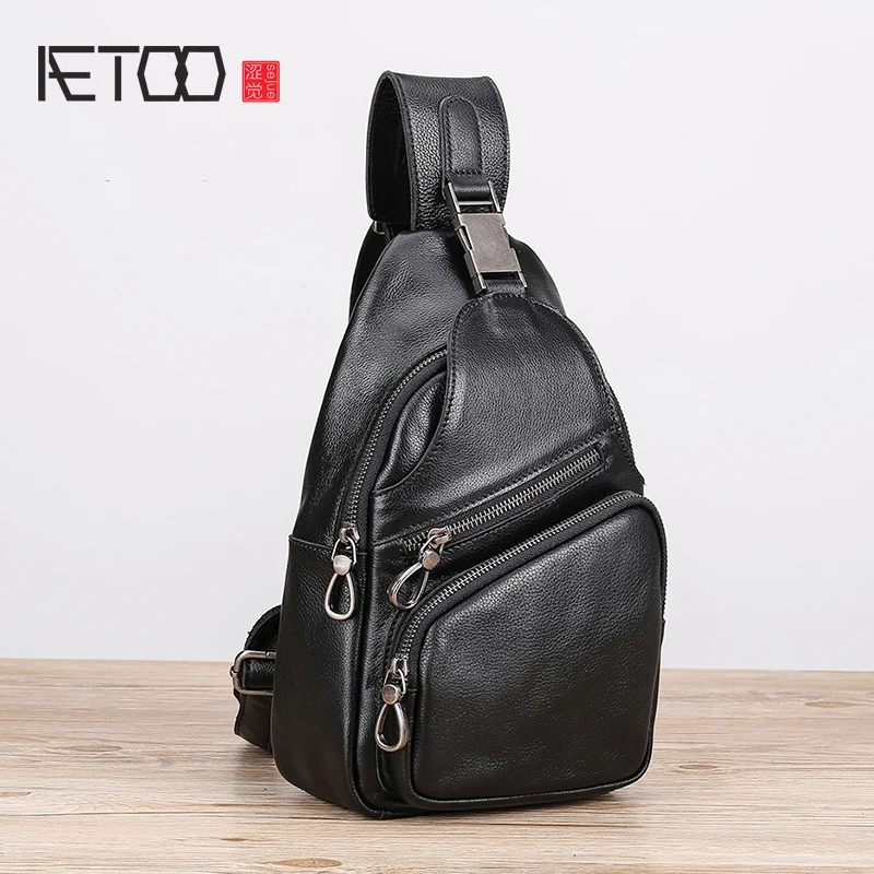 AETOO Leather Chest bag male new tide bag casual single shoulder oblique cross bag men's cow bag