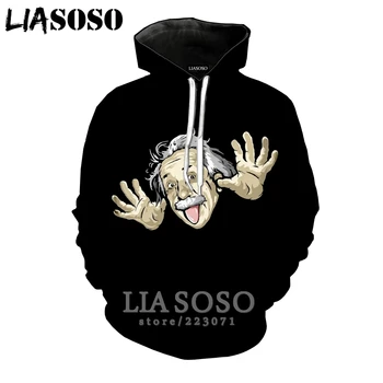 

LIASOSO 2019 Winter New Men Women Sweatshirt 3D Print Albert Einstein Hoodie Long Sleeve Top Casual Hip hop Pullover B006-05