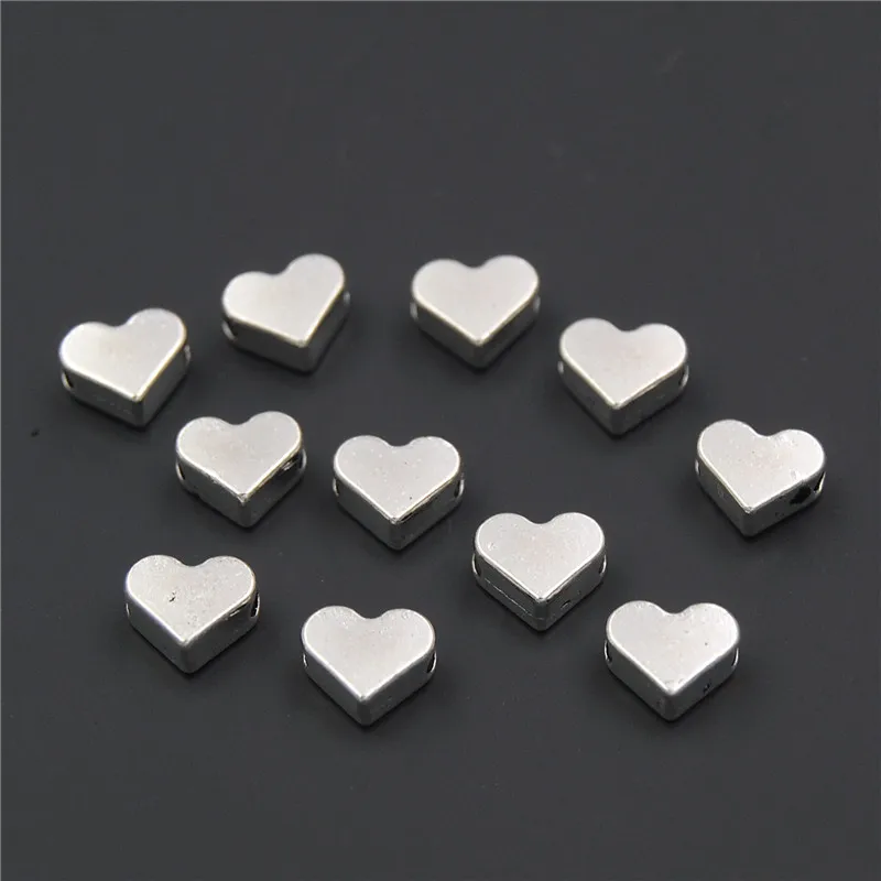 

100PCS Silver/gold Heart European Small Hole Spacer Beads Fits Diy Handmade Charms Bracelets Accessories