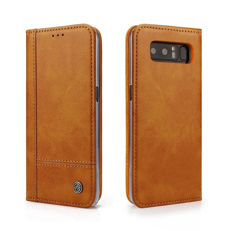 Кожаный флип-чехол-бумажник для samsung note 8, чехол, магнитный держатель для карт, сумка для телефона, для samsung Galaxy Note 8, чехол, чехол, Coque Funda - Цвет: Оранжевый