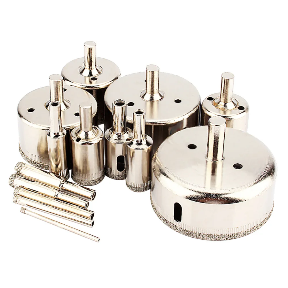 

14Pcs/set 3-70mm Diamond Coated Hole Saw Drill Bit Cutter for Glass Marble Tile