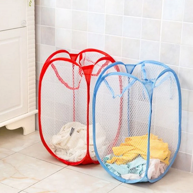 

Pop Up Washing Clothes Laundry Basket Bag Foldable Mesh Storage Toy Container Organization Dirty clothes basket Home Accessoris