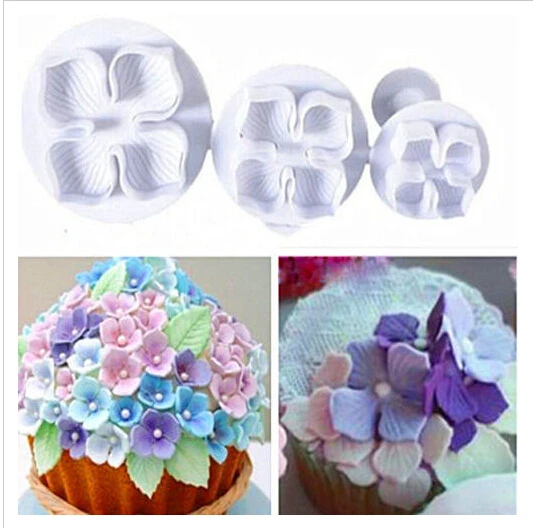 

Free Shipping Free Shipping 3pcs/set Hydrangea Plunger Mold Cake Decorating Tools Cake Tools/Cookie Cutters A189