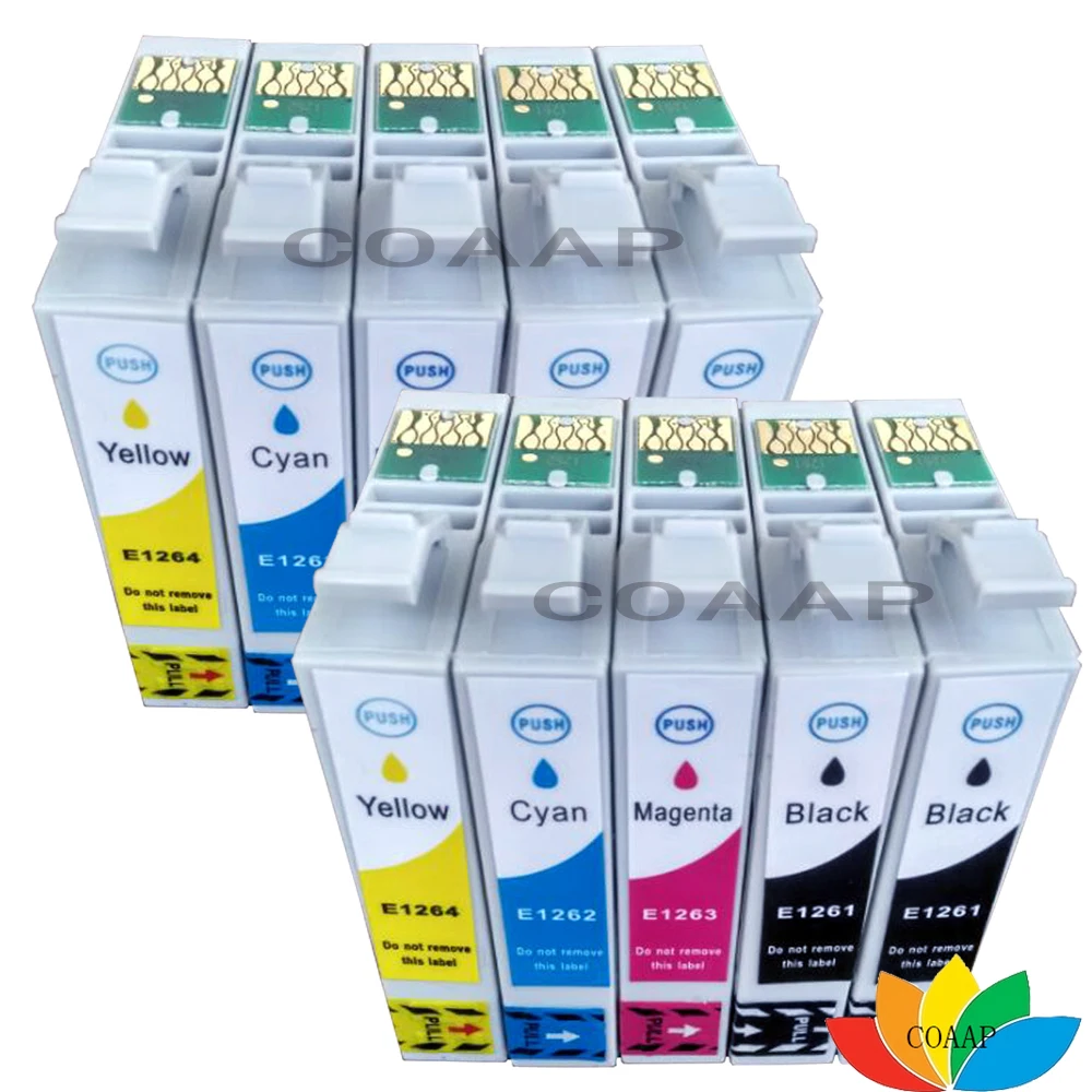 10 Compatible T1261 T1262 T1263 T1264 Ink Cartridge For Epson Workforce 435 520 545 3520 3530
