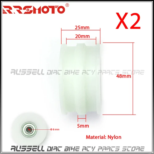 Нейлоновый резиновый качественный Шкив Цепи натяжитель ролика 8 мм для ATV Quad 420 428 520 цепь моторизованная грязь питбайк картинг мотоцикл - Цвет: White Nylon 2 pcs