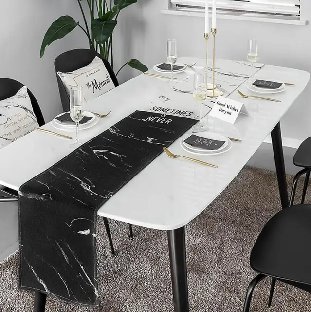 INS Nordic Table Runner Tablecloth Cover Fabric Marble Geometric
