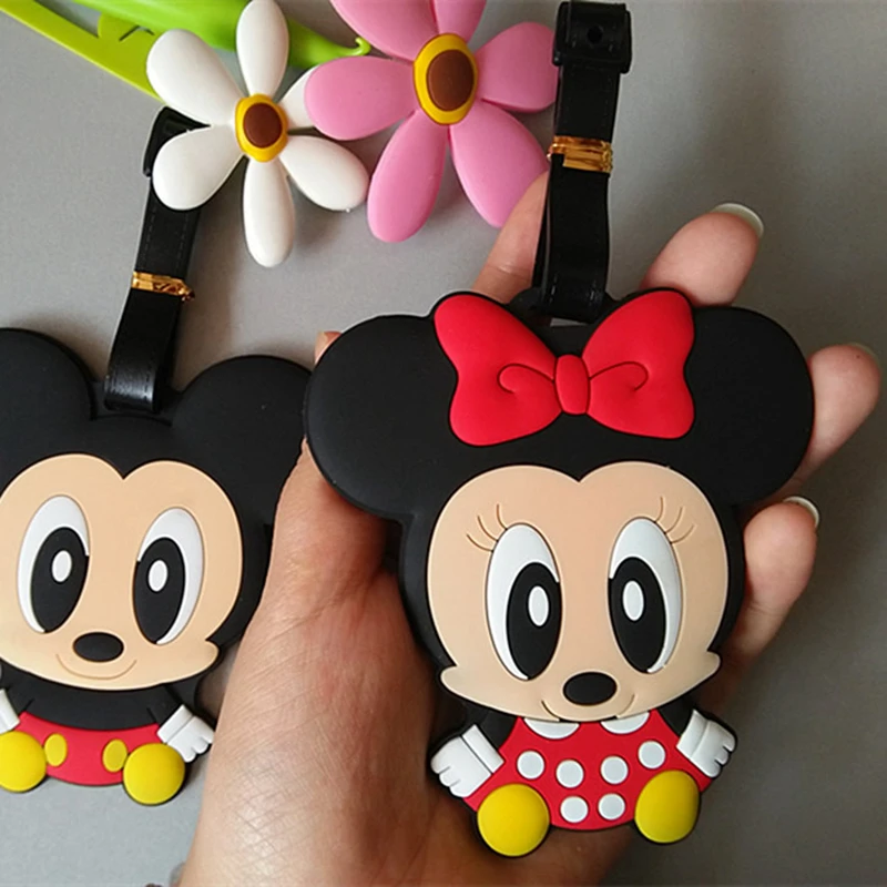Travel Accessories Cartoon Mickey Minnie Silica Gel Luggage Tag Label Suitcase ID Address Holder Women Portable Baggage Boarding