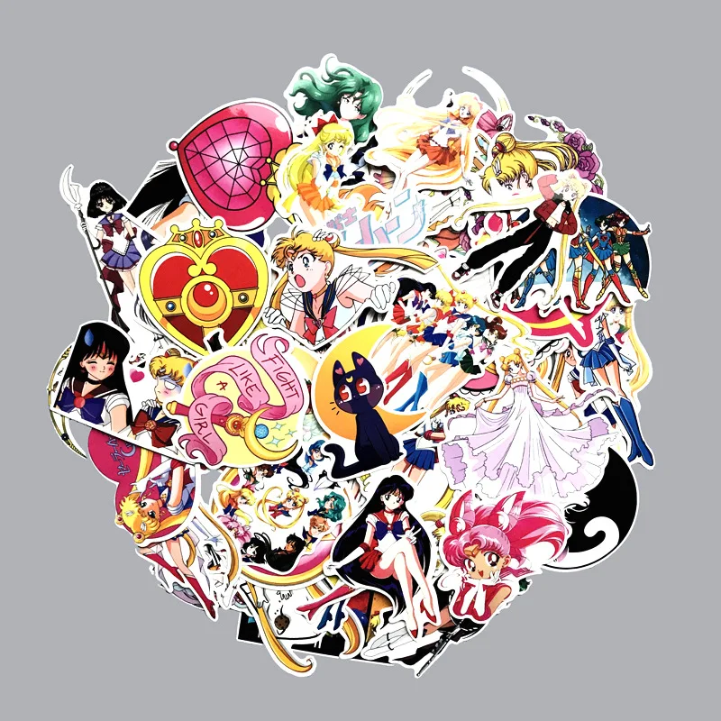 

75pcs Anime Sailor Moon Chibiusa Tsukino Usagi Mars Venus Suitcase Decal Sticker Cartoon DIY Scrapbook Craft Decor cosplay prop