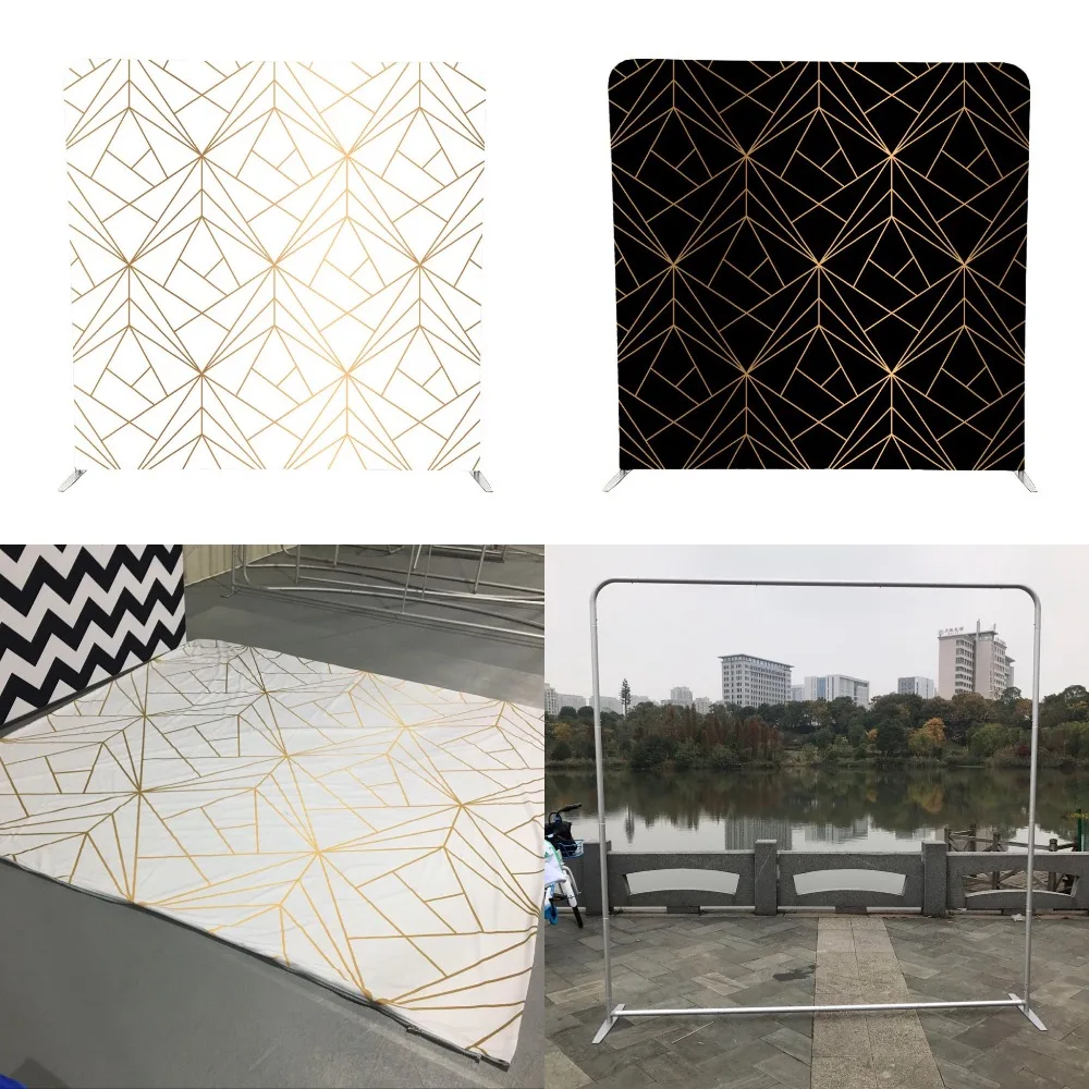 

No.91&No.92 white and black 3D geometry double sided print pillow backdrop with stand