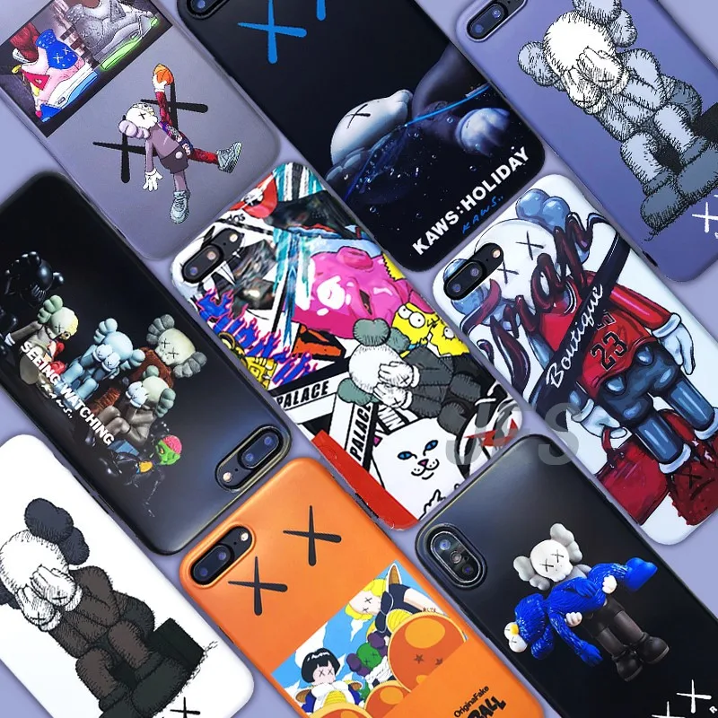 

Fashion Tide Kaws Doll Air Jordan Phone Case For iPhone X XR XS MAX 8Plus 8 7Plus 7 6 s plus 6plus Coque Fundas