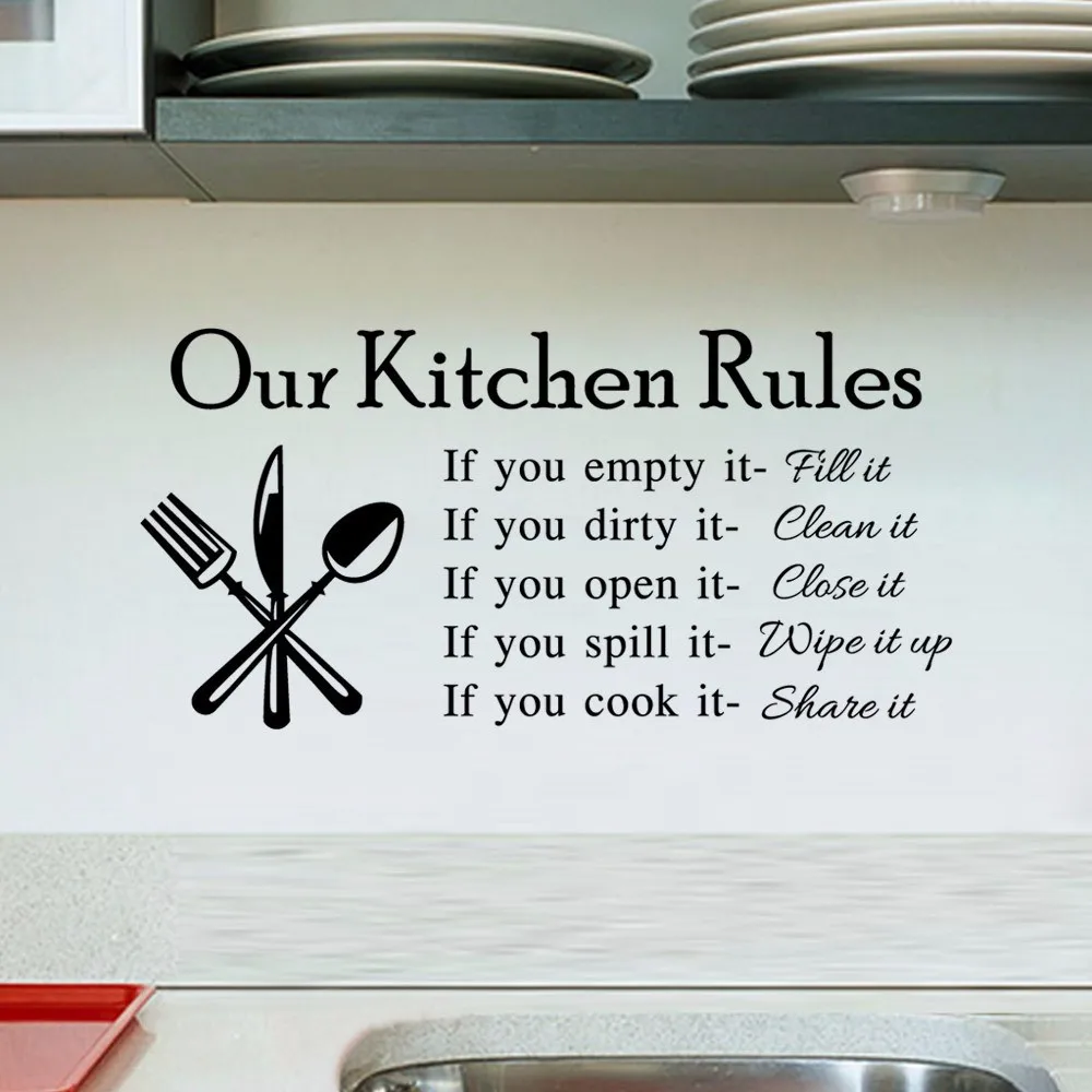 1PCS Kitchen Rules Vinyl Wall Stickers for Kids Room Lettering Art Quote Decals Home Poster Sofa Wall Decoration 6D 1PCS Kitchen Rules Vinyl Wall Stickers for Kids Room Lettering Art Quote Decals Home Poster Sofa Wall Decoration 6D
