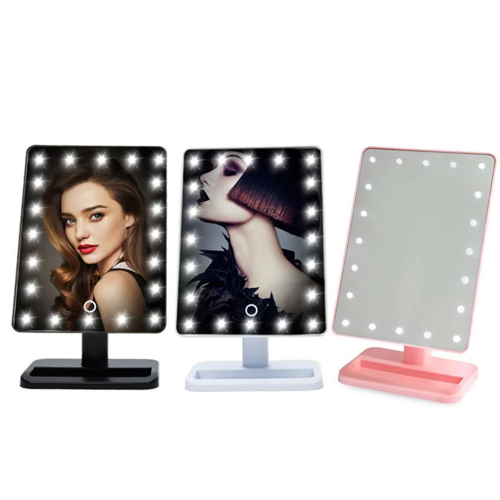 

20 LED Makeup Mirror Beauty Cosmetic Make Up Tool With Illuminated Light Mirrors Desktop Stand Exquisite And Elegant Appearance