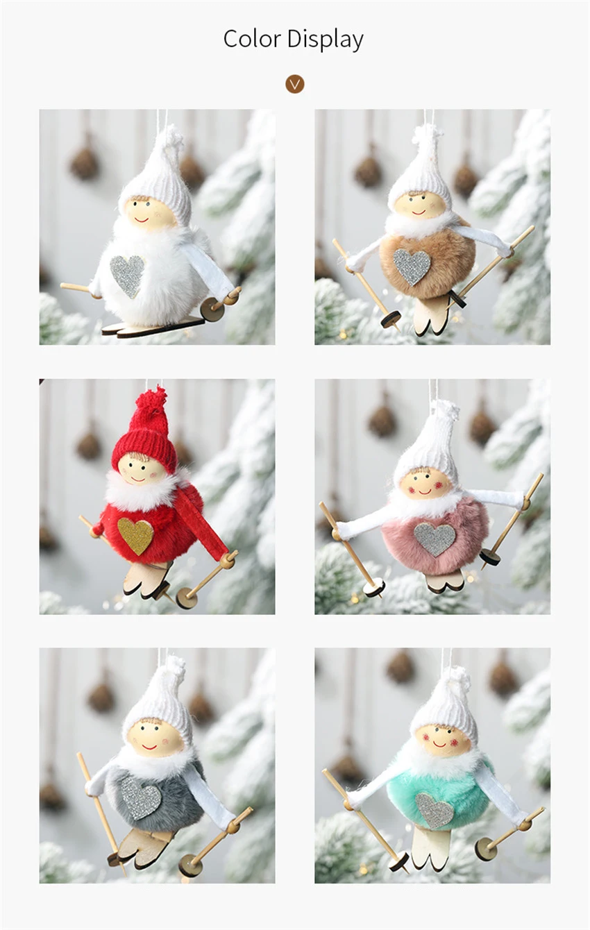 Креативный кавайный Рождественский ангел, девушка, лыжная подвеска, рождественская елка, украшение для дома, рождественские милые куклы, вечерние украшения, детский подарок