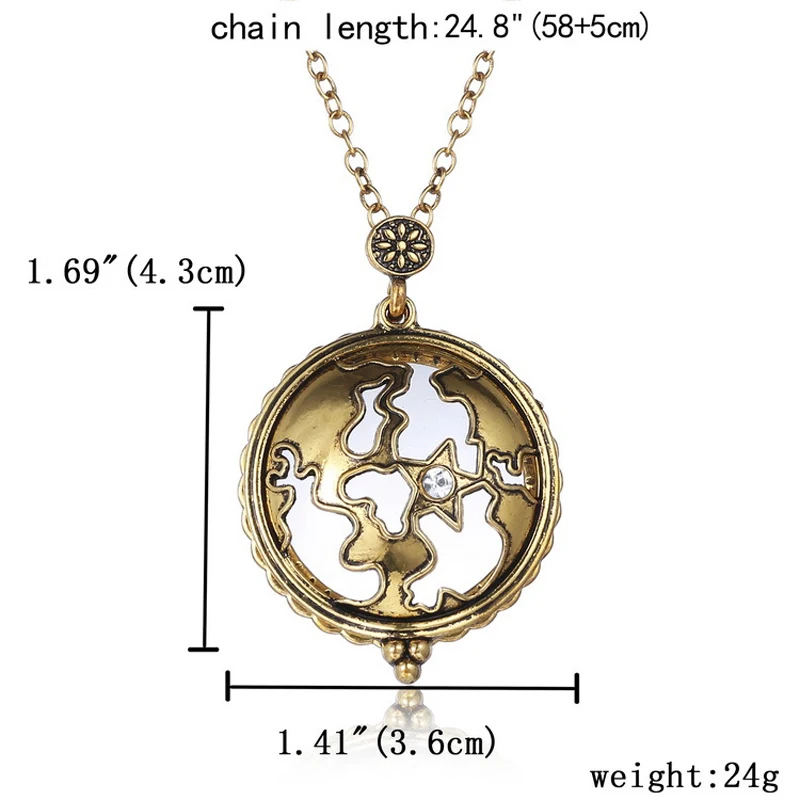 Retro Antique Statement Necklace Shellhard Crystal Cat Magnifying Glass Pendant Long Chain Necklace Fashion Jewelry For Women