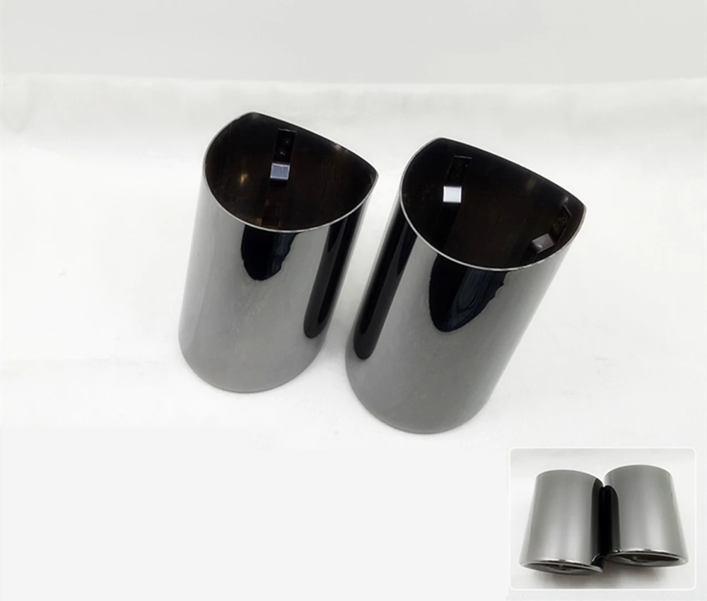 

1PCS 75MM Black Car Autonly Stainless Steel Exhaust Muffler Tip Pipe Trim Modified Car Rear Tail Accessories For BMW 5