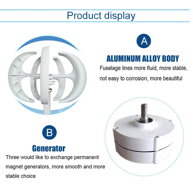 Kit com Controlador para Casa 24 5 Lâminas Eixo Vertical Turbina Eólica Gerador Ímã Permanente Lanterna Motor 4000 w ac 12 v 5 4000 w ac 12 v 24 v