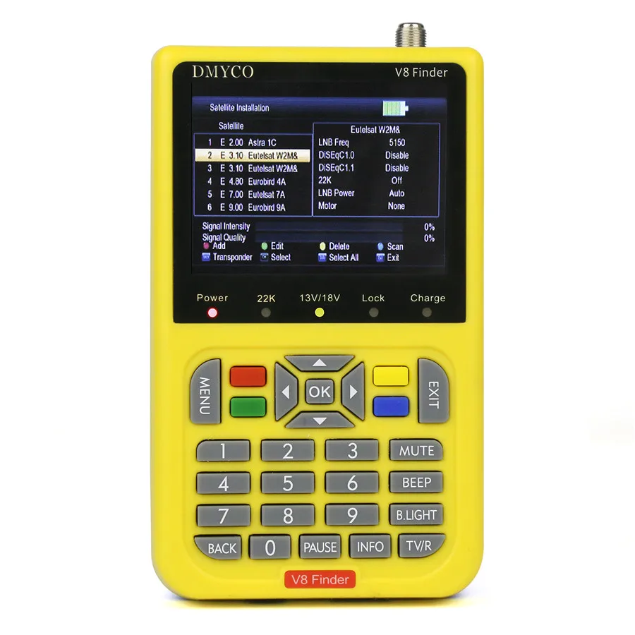 Цифровой спутниковый искатель V8 Finder HD lcd DVB S2 SatFinder MPEG2 MPEG4 3000ма батарея FTA Полностью