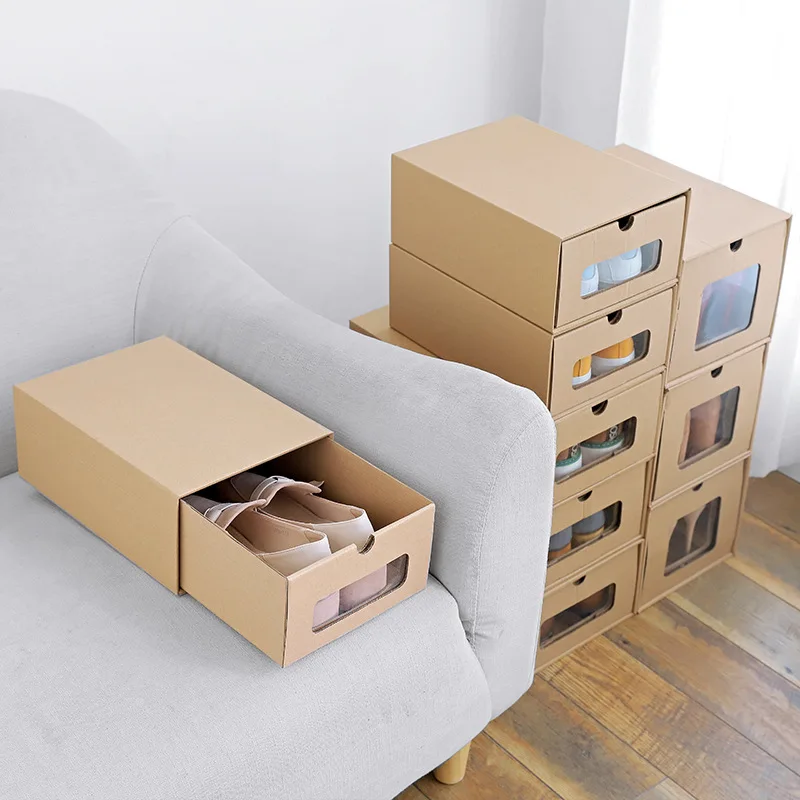 

Perspective Shoe Storage Box Increase The Drawer Type Transparent Storage Box Environmentally-Friendly Folding Leather Shoe Ca