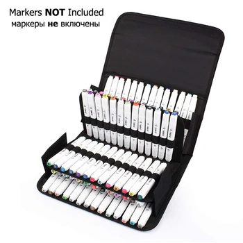 

80 Slots Large Capacity Folding Marker Pen Case Canvas Art Markers Pen Storage Carrying Bag Durable Sketch Tools Organizer
