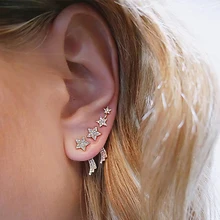 3 шт./компл. классический Для женщин инкрустированные кристальных камней, с аппликацией в виде Золотой Звезды длинные серьги с подвесками, комплект модной одежды для свадьбы или торжественного случая, ювелирные изделия, аксессуары