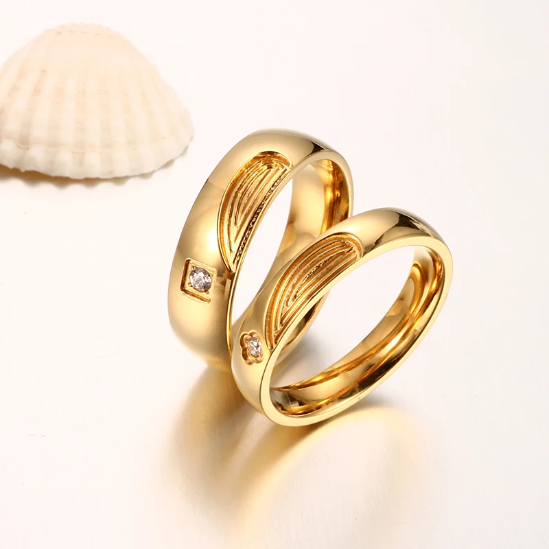 

JOVO Unique Cross CZ Wedding Rings for Couple Lovers Trendy Gold Color Cross Design Women Men Rings Jewelry for Wedding