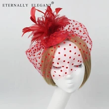 Британская шляпка Чистая Пряжа перо головной убор свадебный ободок коктейльный красный/белый/черный