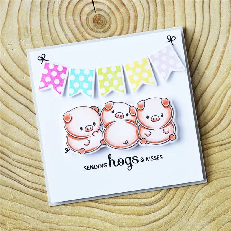 

YaMinSanNiODie Cutting Cute Pig Animal Metal with Clear Stamp DIY Decorative Embossing Scrapbooking Craft Card Stencil Template