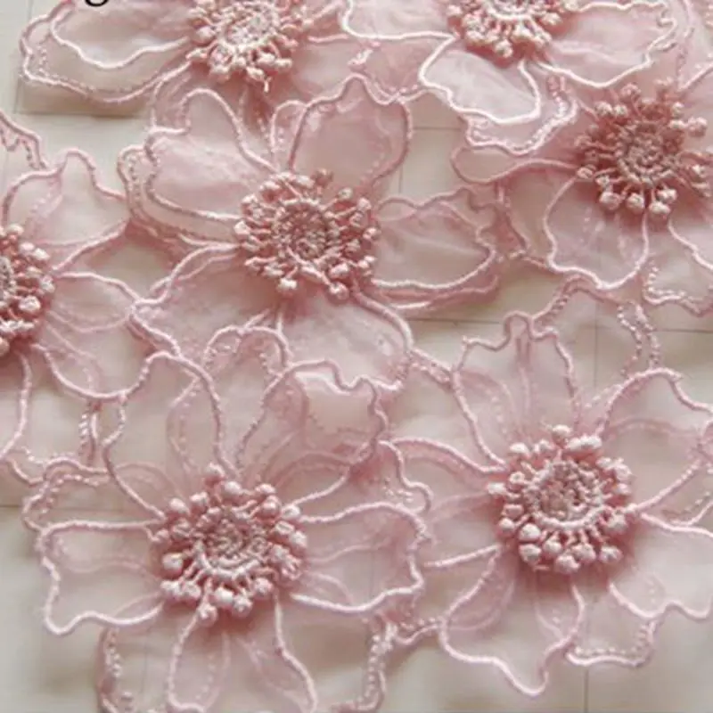 Double Layer Pink Lace Patches Sew on Appliques Craft DIY Handmad
