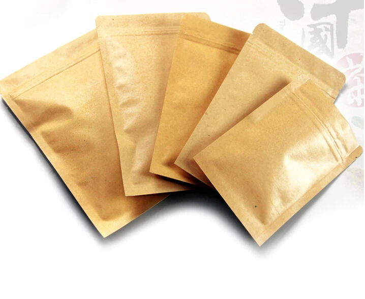 12 sizes 100pcs small/large kraft paper bag food packaging bags ,ziplock coffee sample package ...