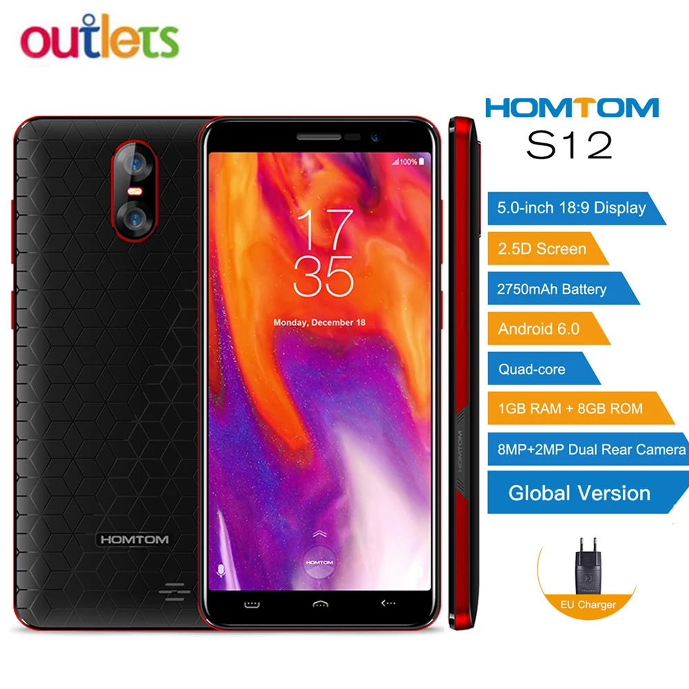 Оригинальная глобальная версия HOMTOM S12 полноэкранный мобильный телефон 8 ГБ 5