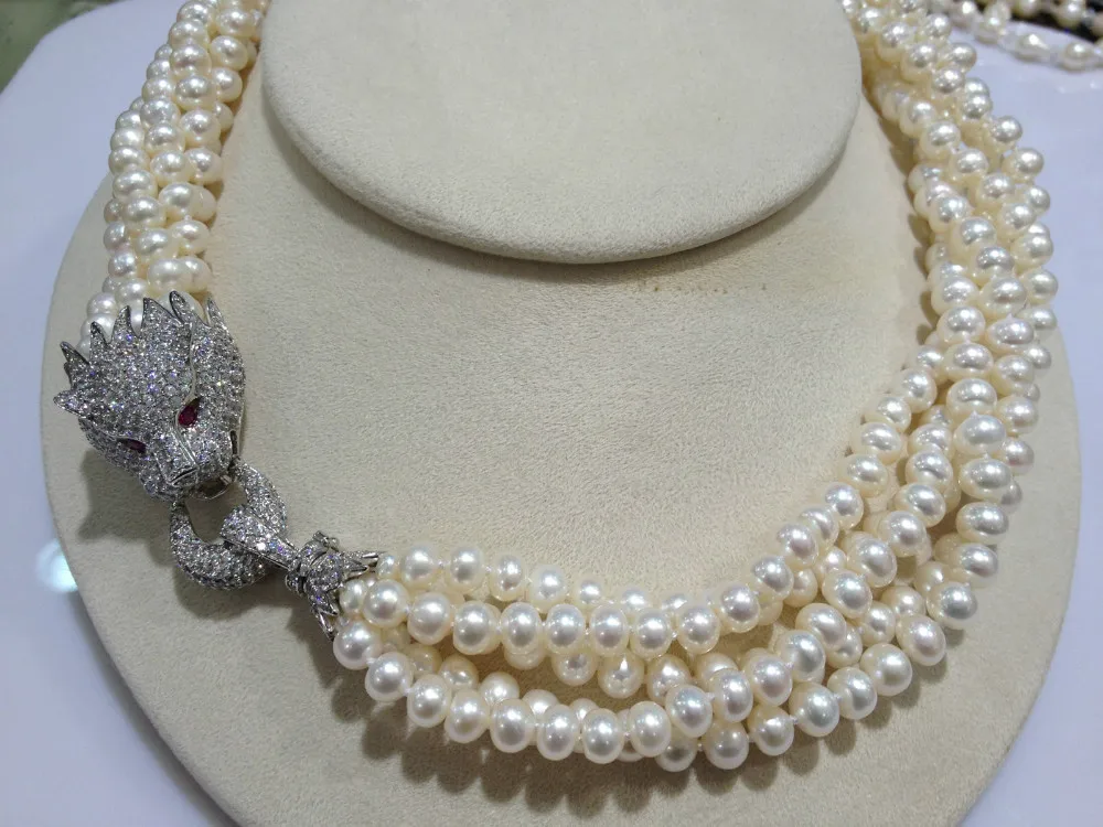 

Top Quality Leopard Necklace Pearl Freshwater Pearl Necklace 6-7MM Multilayer For Women Jewelry Free Shipping