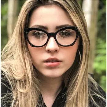 

2019 cat eye women's glasses transparent fashion clear computer feminine glasses Retro Optical eyeglass frame female grade