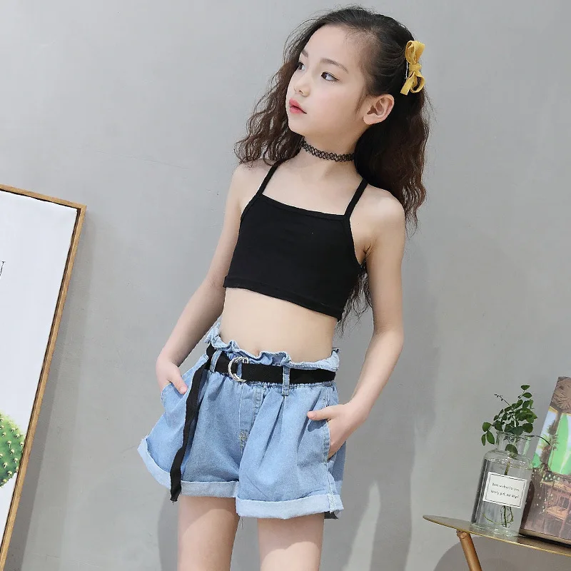 Black Grey Tops Camisole For Girls Sports Vest Clothes Summer Spring 2018 Little Girls Sling Tank Top Teenage Kids Vest Black Grey Tops Camisole For Girls Sports Vest Clothes Summer Spring 2018 Little Girls Sling Tank Top Teenage Kids Vest